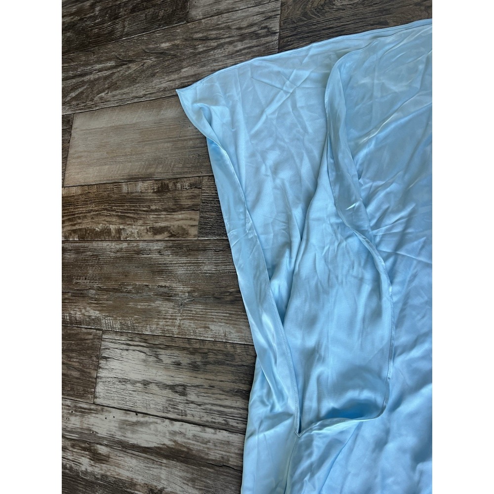 Abercrombie and Fitch One Shoulder Satin Knotted Midi‎ Dress Small TALL Blue - Picture 6 of 11